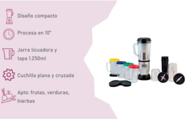Licuadora juguera mixer 8 en 1 c/ 21 pcs
