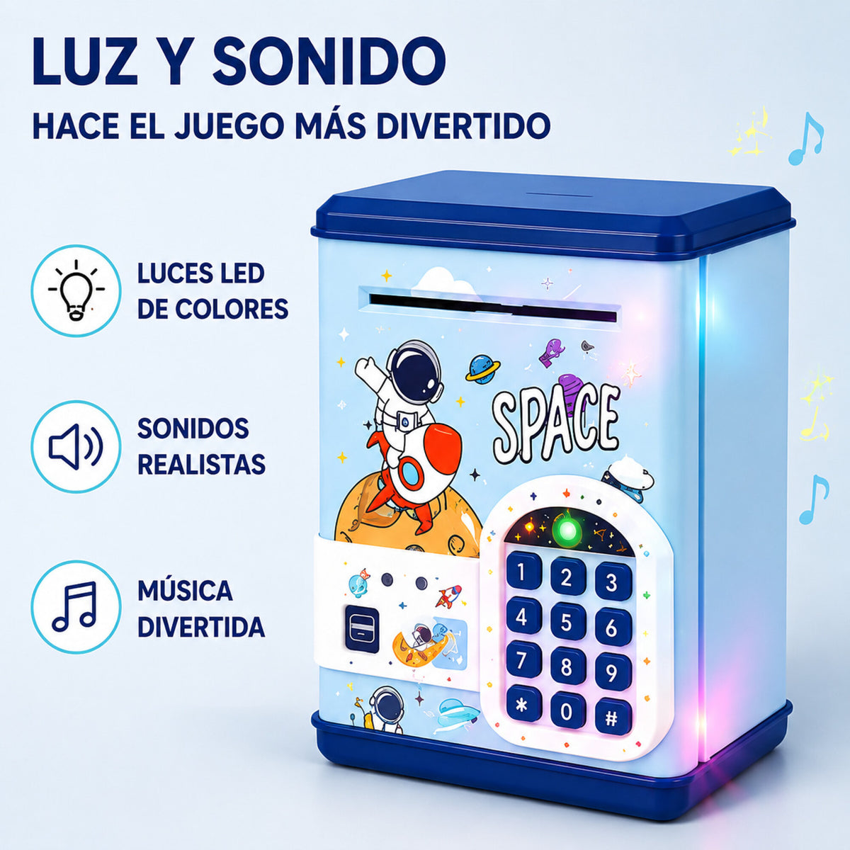 Alcancía Infantil Caja Fuerte Juguete Con Sonido Luces