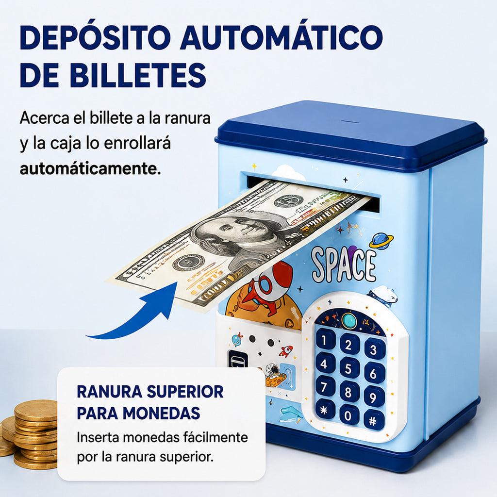 Alcancía Infantil Caja Fuerte Juguete Con Sonido Luces