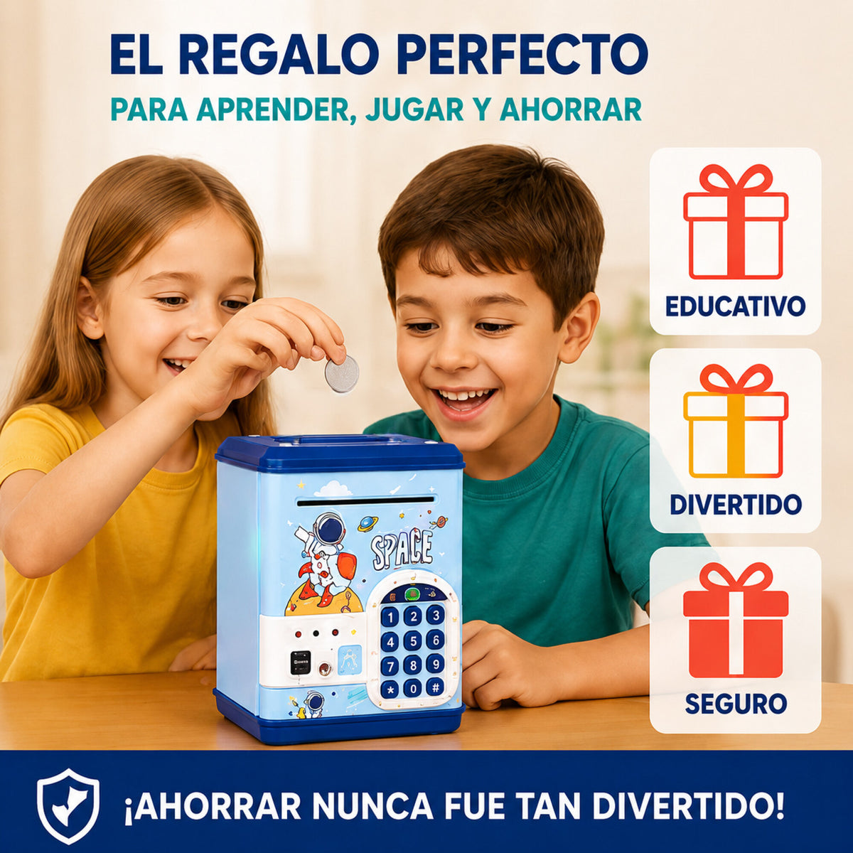 Alcancía Infantil Caja Fuerte Juguete Con Sonido Luces