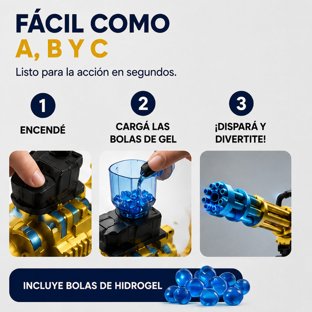 Ametralladora Automática Hidrogel + Trípode Recargable