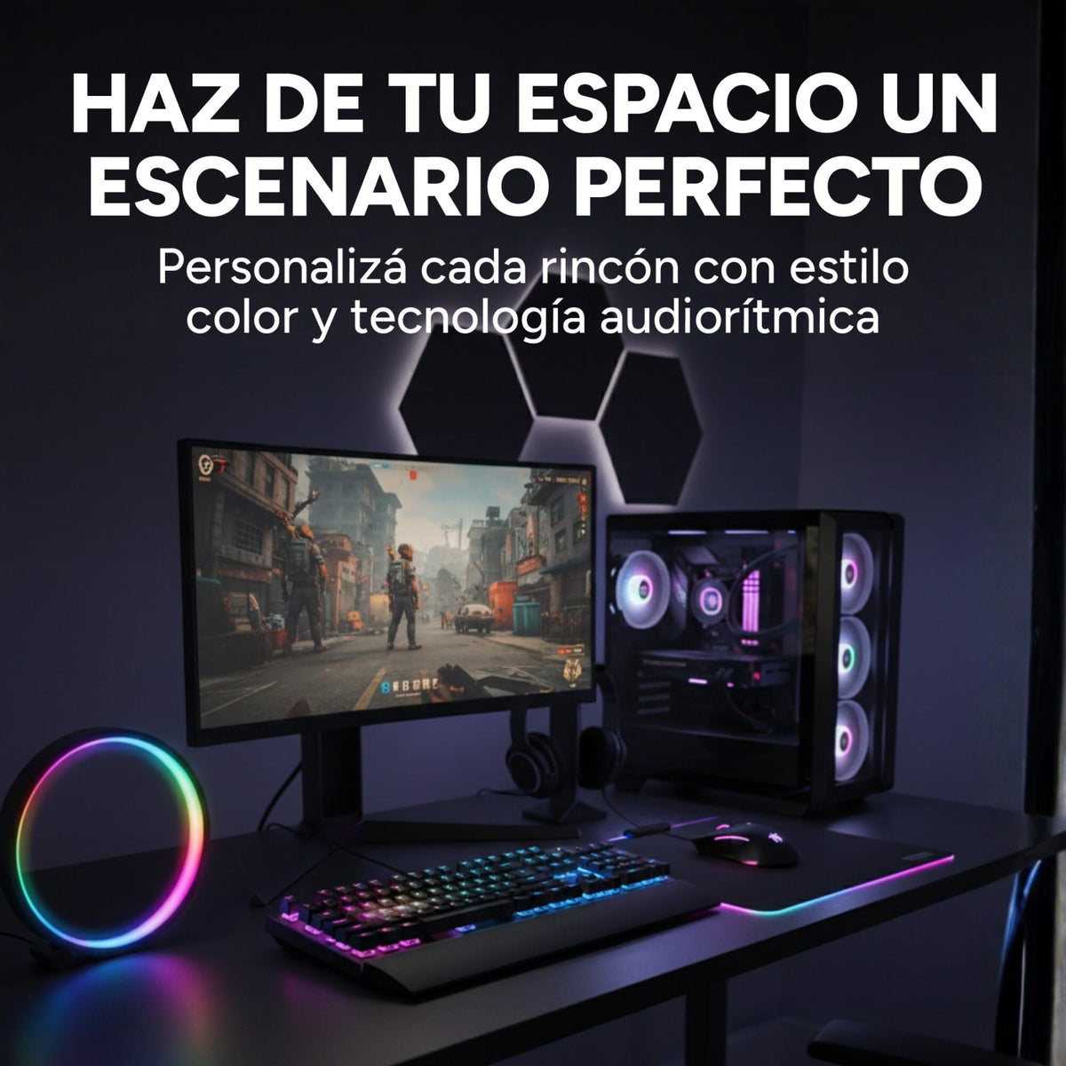 Aro Led Rgb Escritorio Gamer Celular Inalambrico Calidad