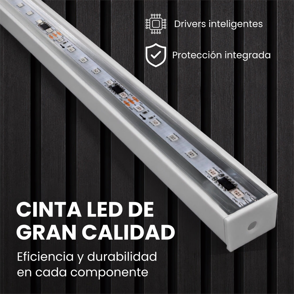 Barra LED RGB para Panel WPC 100 cm Encastrable Sin Fuente