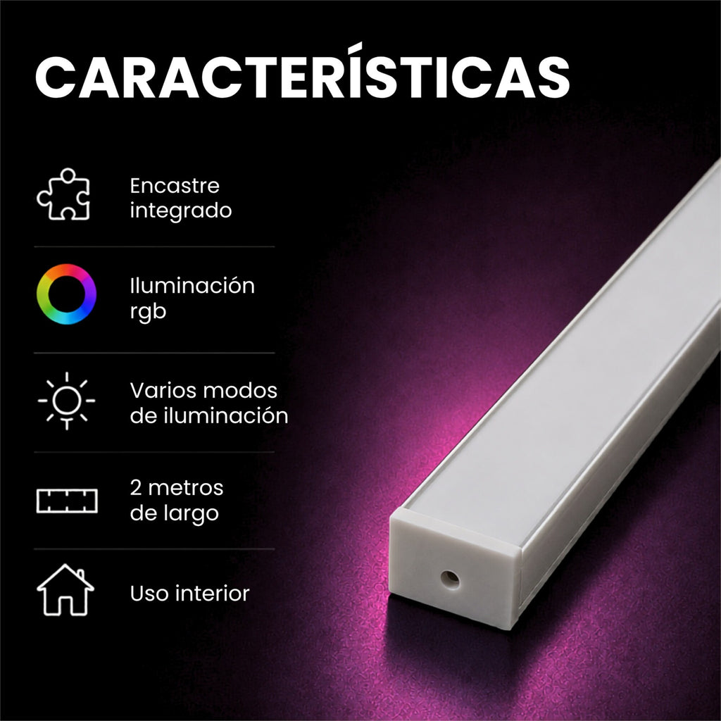 Barra LED RGB para Panel WPC 200 cm Encastrable Sin Fuente