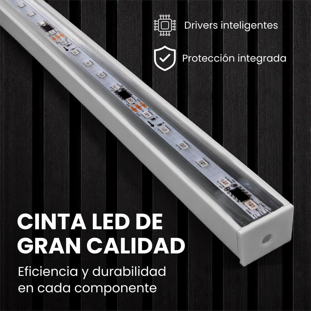 Barra LED RGB para Panel WPC 250 cm Encastrable Sin Fuente