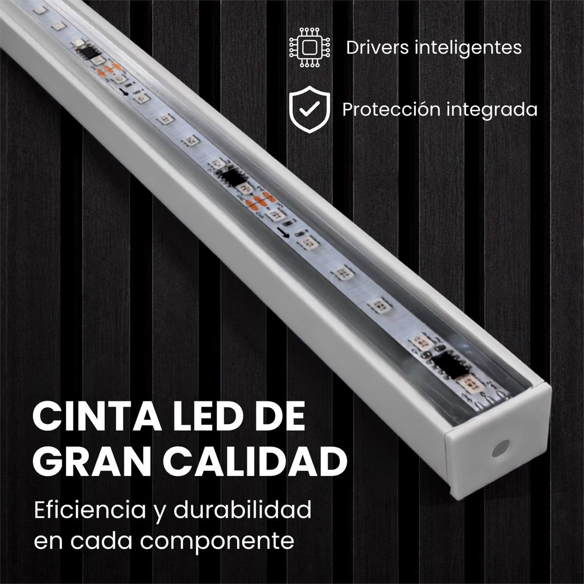 Barra LED RGB para Panel WPC 250 cm Encastrable Sin Fuente