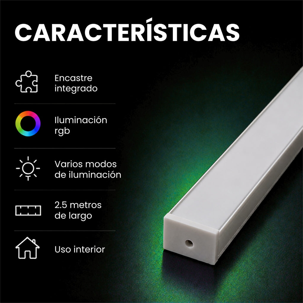 Barra LED RGB para Panel WPC 250 cm Encastrable Sin Fuente
