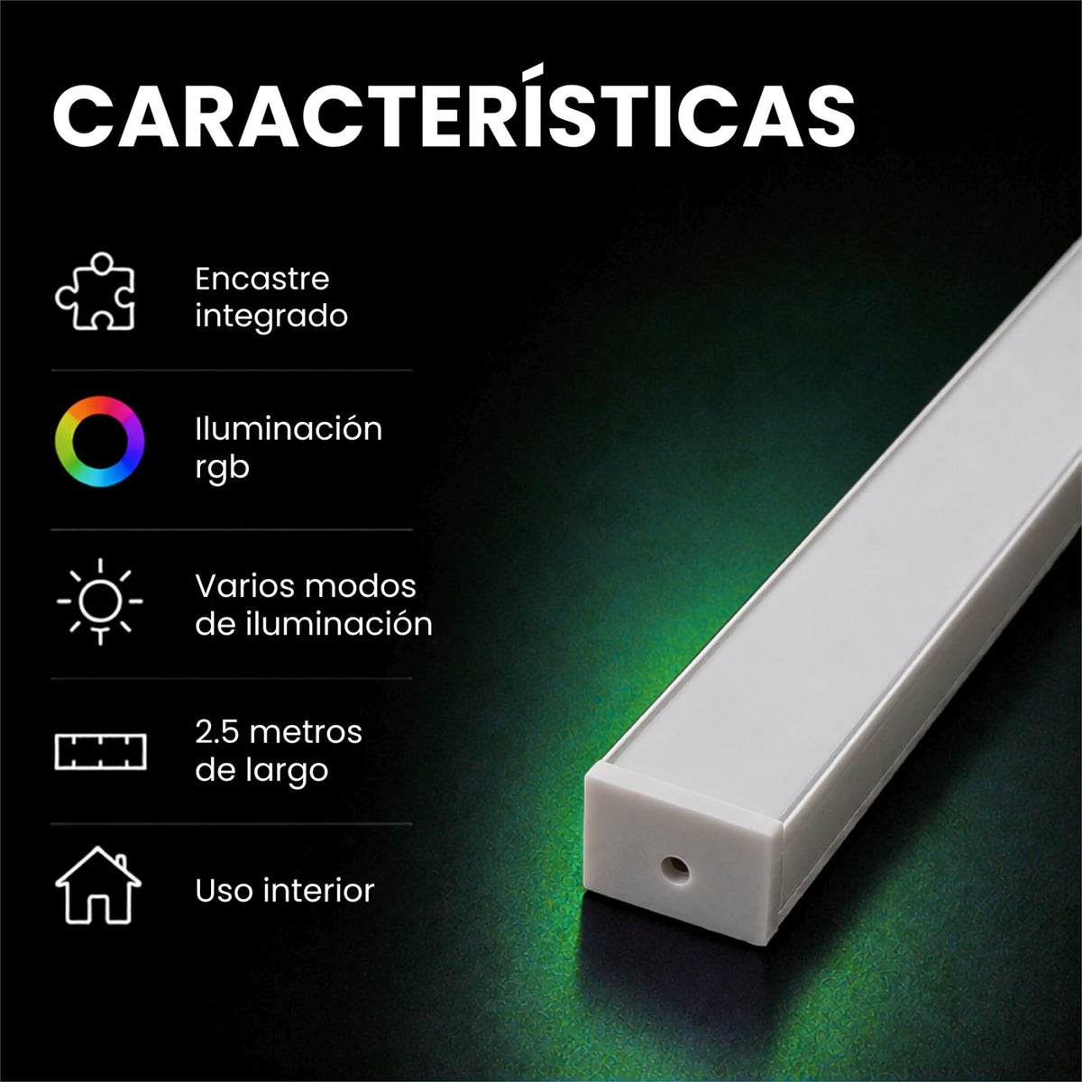 Barra LED RGB para Panel WPC 250 cm Encastrable Sin Fuente