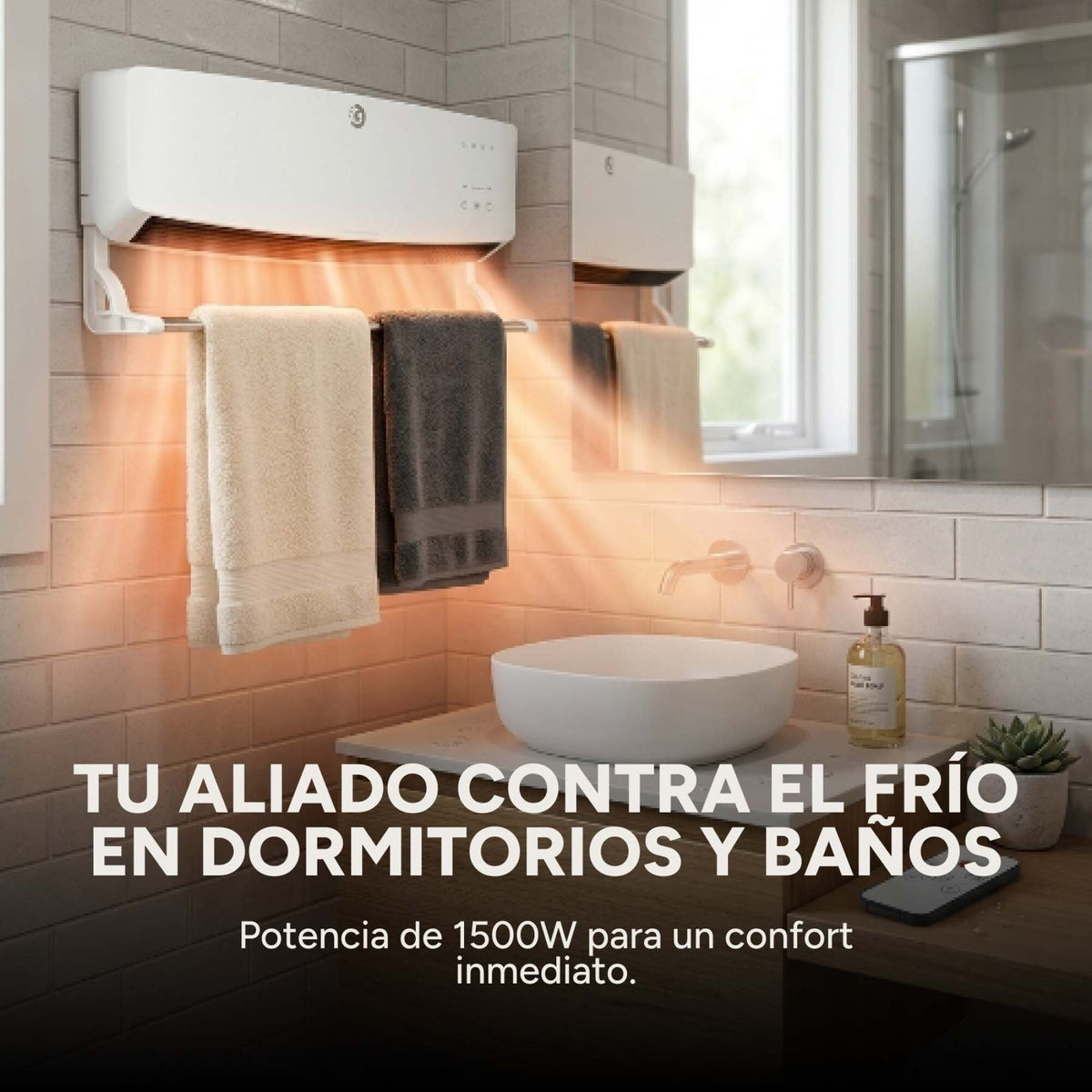 Caloventor Pared Goldtech 1500W 220V Accesorio Secado Ropa