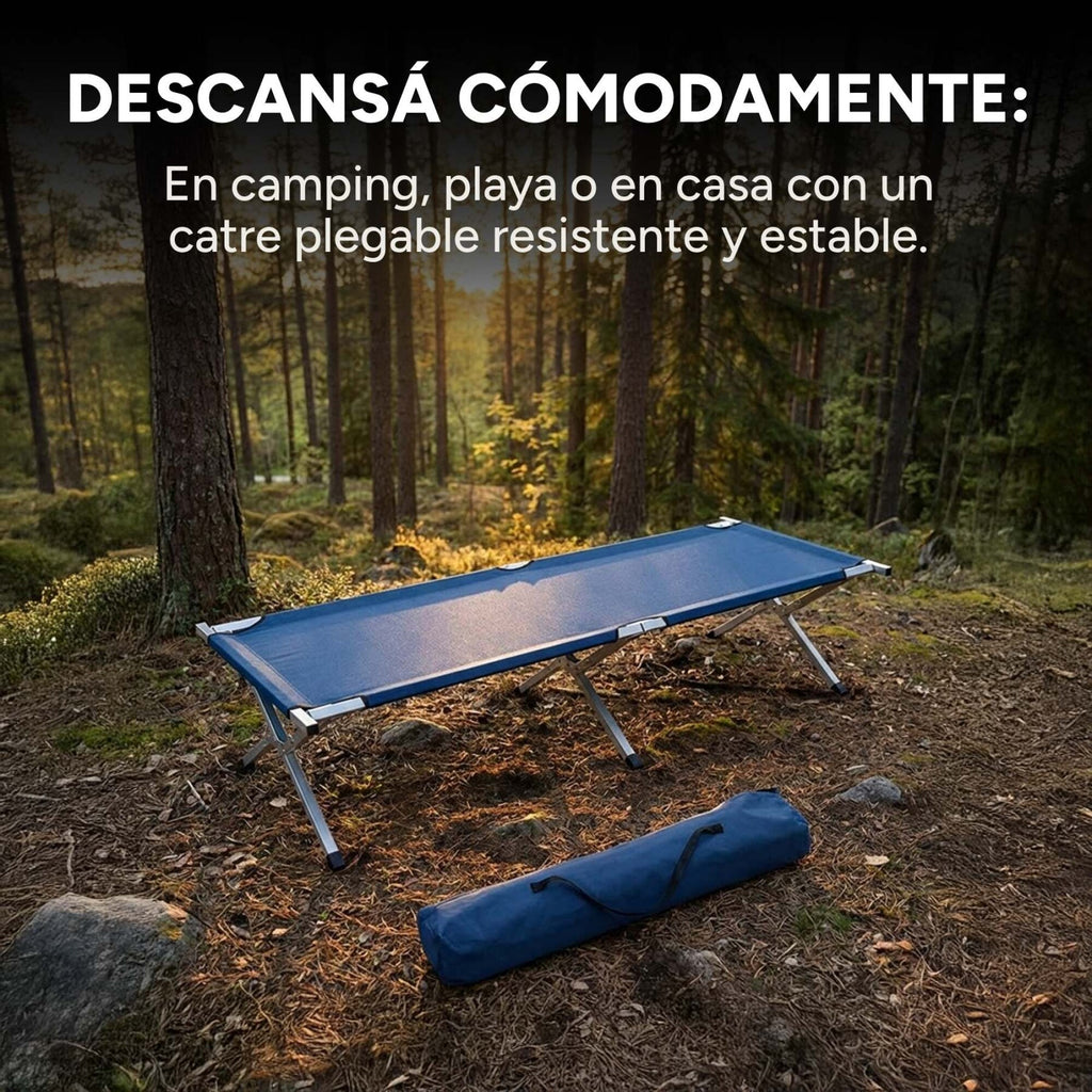 Cama Catre Plegable Camping Playa Aire Libre Aluminio 190 Cm