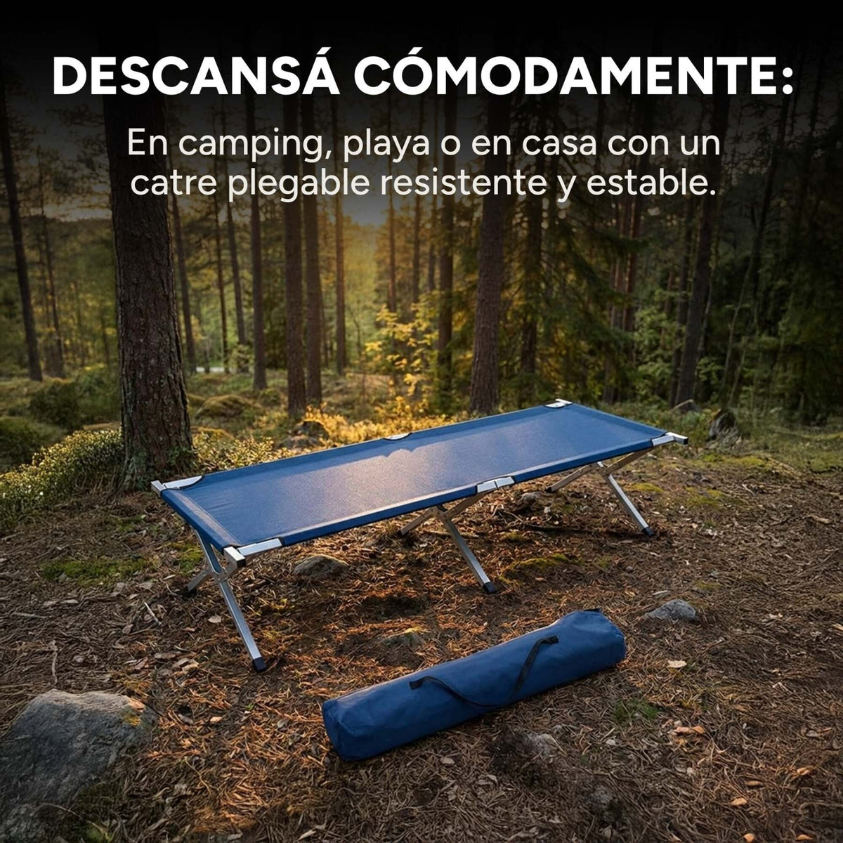 Cama Catre Plegable Camping Playa Aire Libre Aluminio 190 Cm