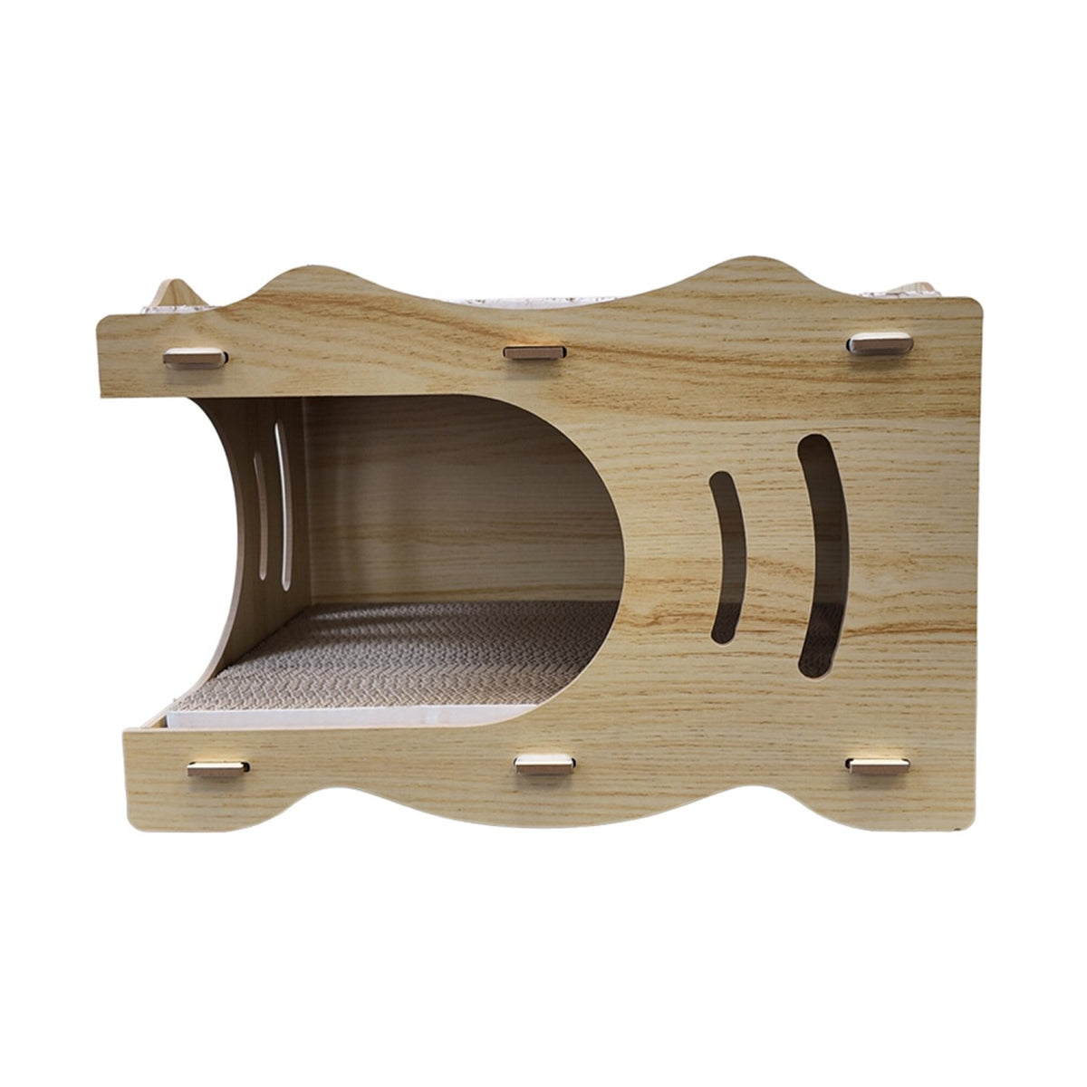 Casa Gatos Cama Cucha Cueva Madera MDF Rascador Corrugado