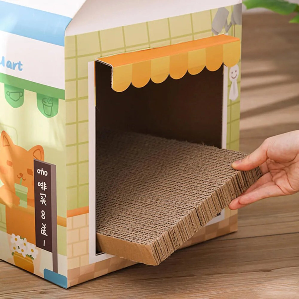 Casa Para Gato x2 Rascador Interno Carton Caja Mascota Cucha