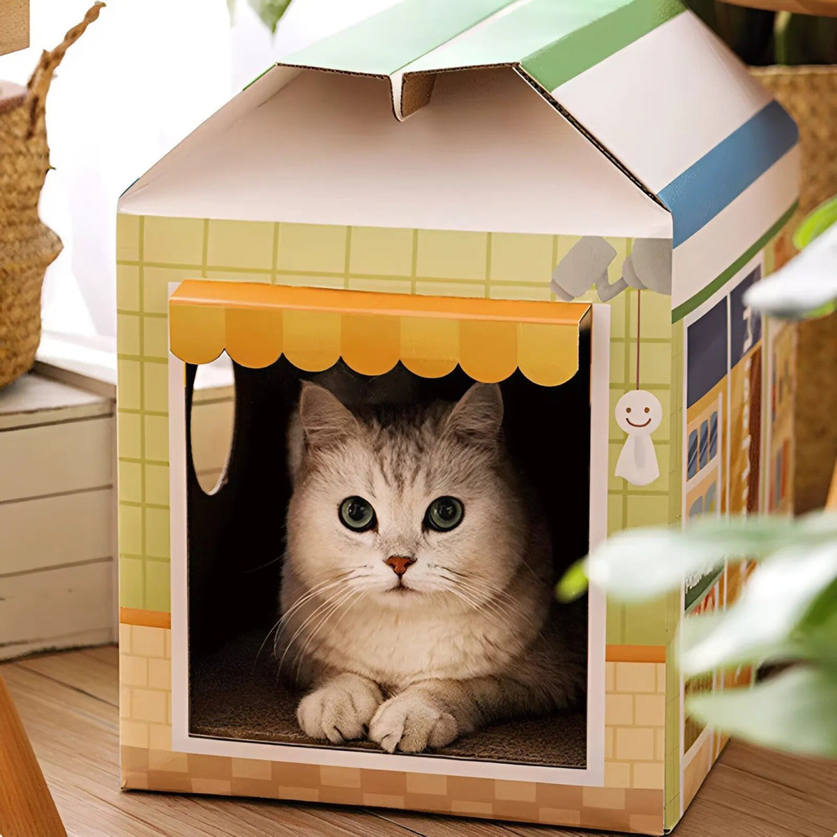 Casa Para Gato x2 Rascador Interno Carton Caja Mascota Cucha