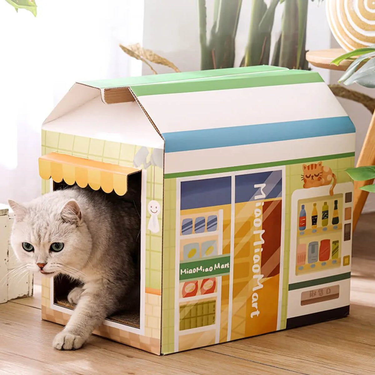 Casa Para Gato x2 Rascador Interno Carton Caja Mascota Cucha