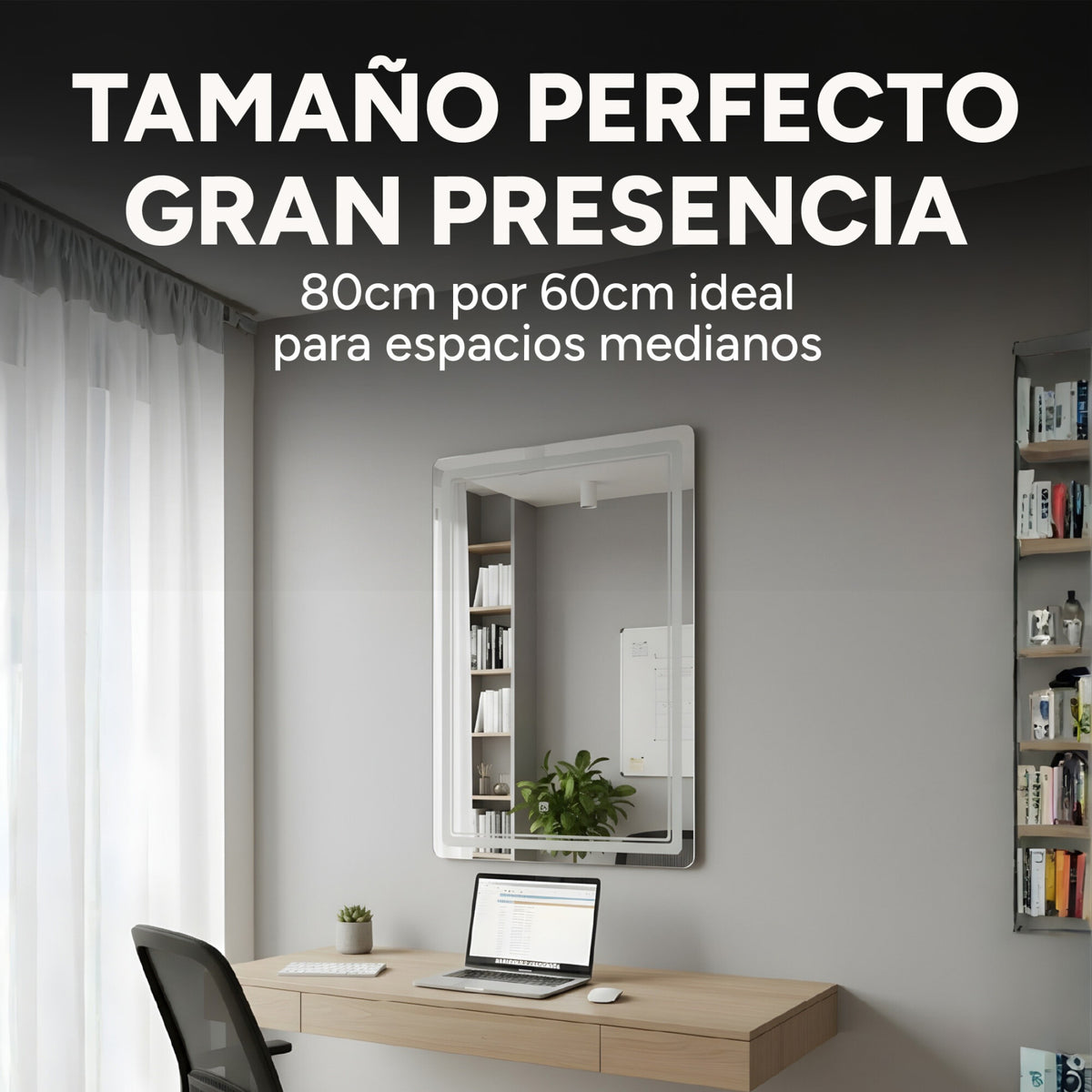 Espejo Rectangular Baño Táctil 3 Modos Retroiluminado 80X60