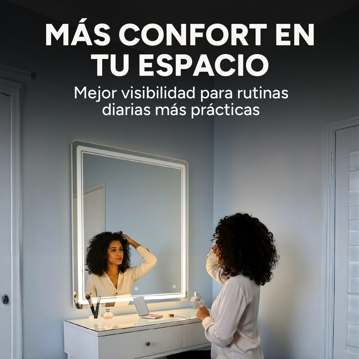Espejo Rectangular Baño Táctil 3 Modos Retroiluminado 80X60