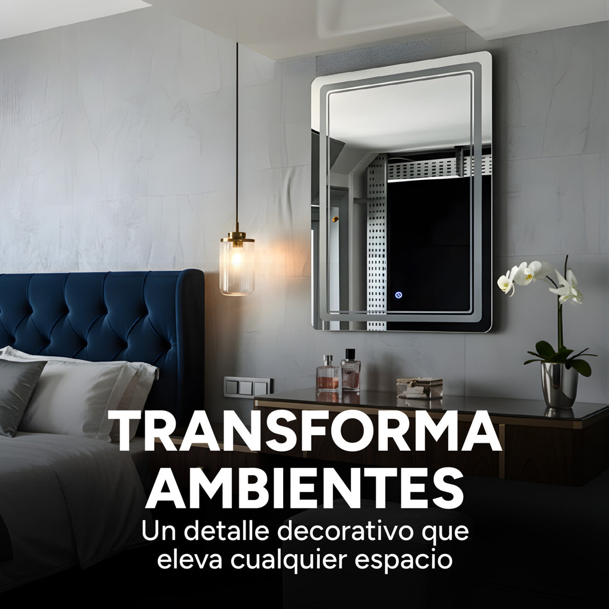 Espejo Rectangular Baño Táctil 3 Modos Retroiluminado 80X60