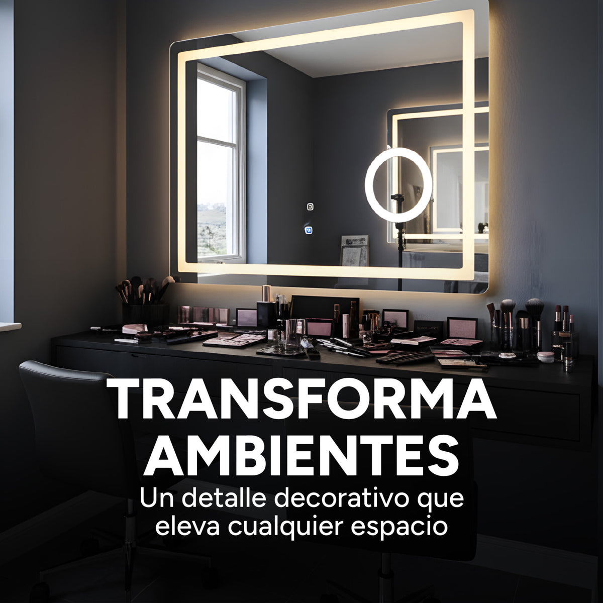 Espejo Rectangular Baño Táctil 3 Modos Retroiluminado 90X70
