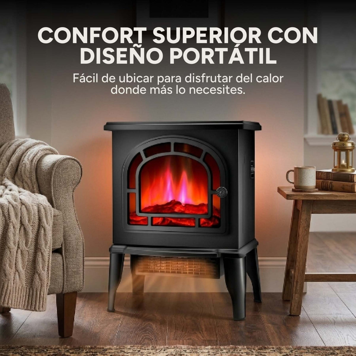 Estufa Chimenea Efecto Fuego 220V 2000W Diseño Clásico