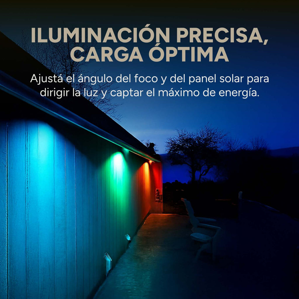 Foco Estaca Amurable x6 Luz Led Solar RGB Colores Jardin