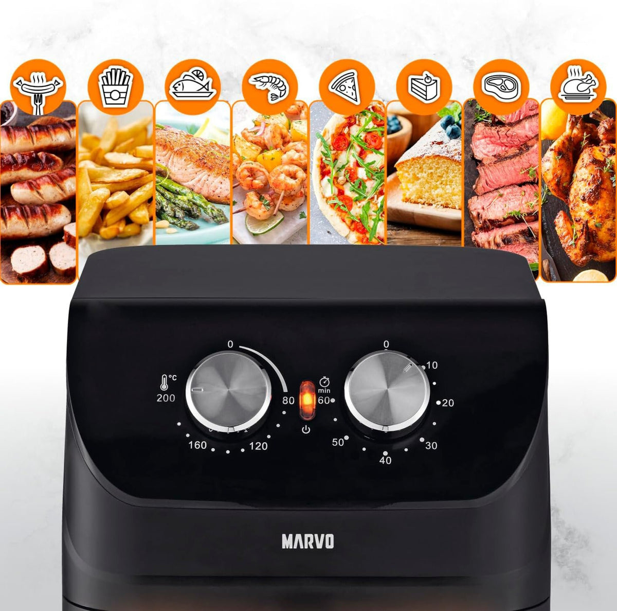 Freidora Sin Aceite Marvo 4l Timer Control Temperatura