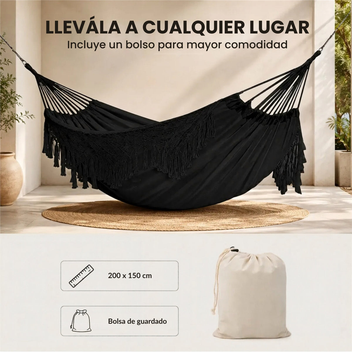 Hamaca Paraguaya Silla Colgante Reforzada Jardín Bolso