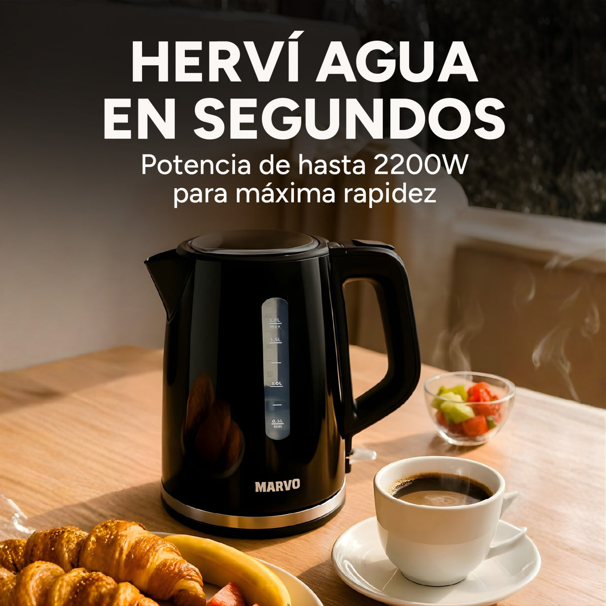 Jarra Electrica Marvo 1.7 Litros Corte Automatico Hervidor