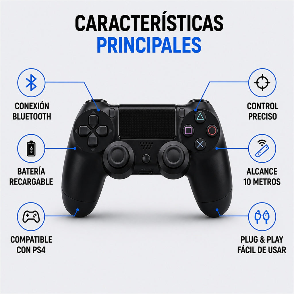 Joystick Inalámbrico para PS4 con Bluetooth y Batería Recargable