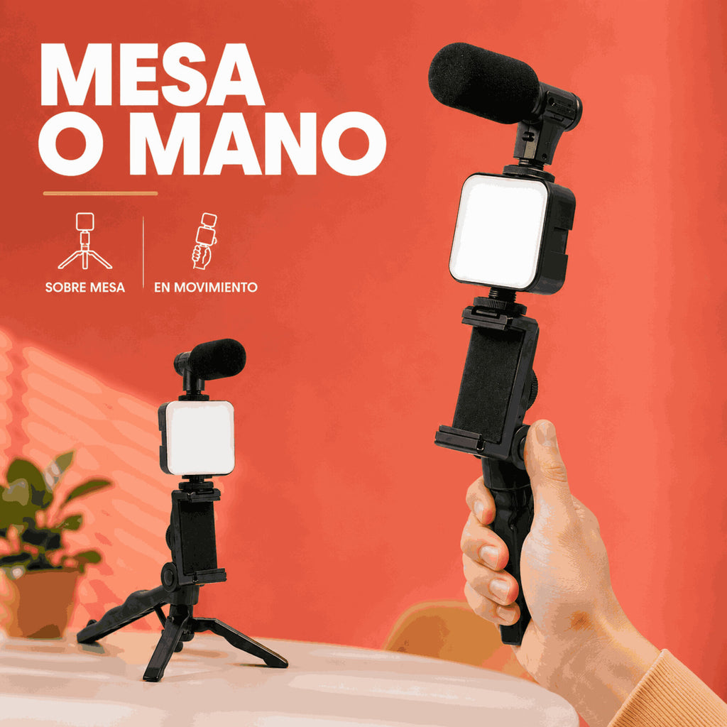 Kit de Grabación para Celular con Trípode Luz LED y Micrófono