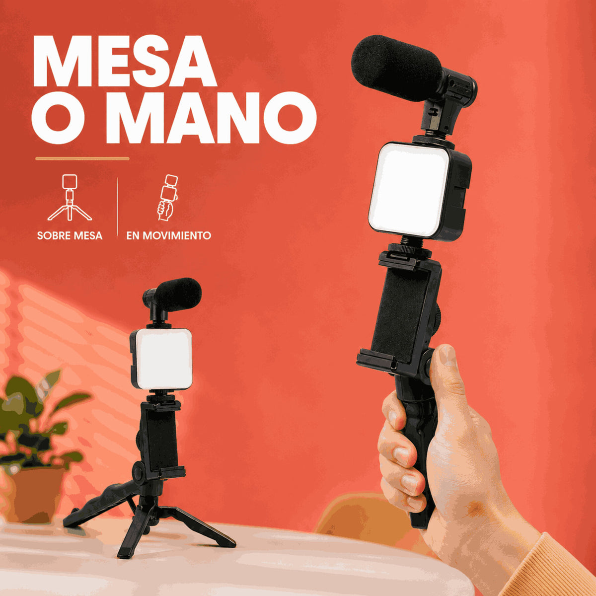 Kit de Grabación para Celular con Trípode Luz LED y Micrófono