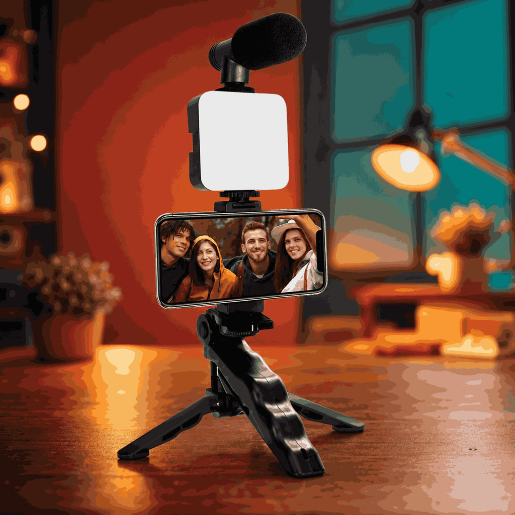 Kit de Grabación para Celular con Trípode Luz LED y Micrófono