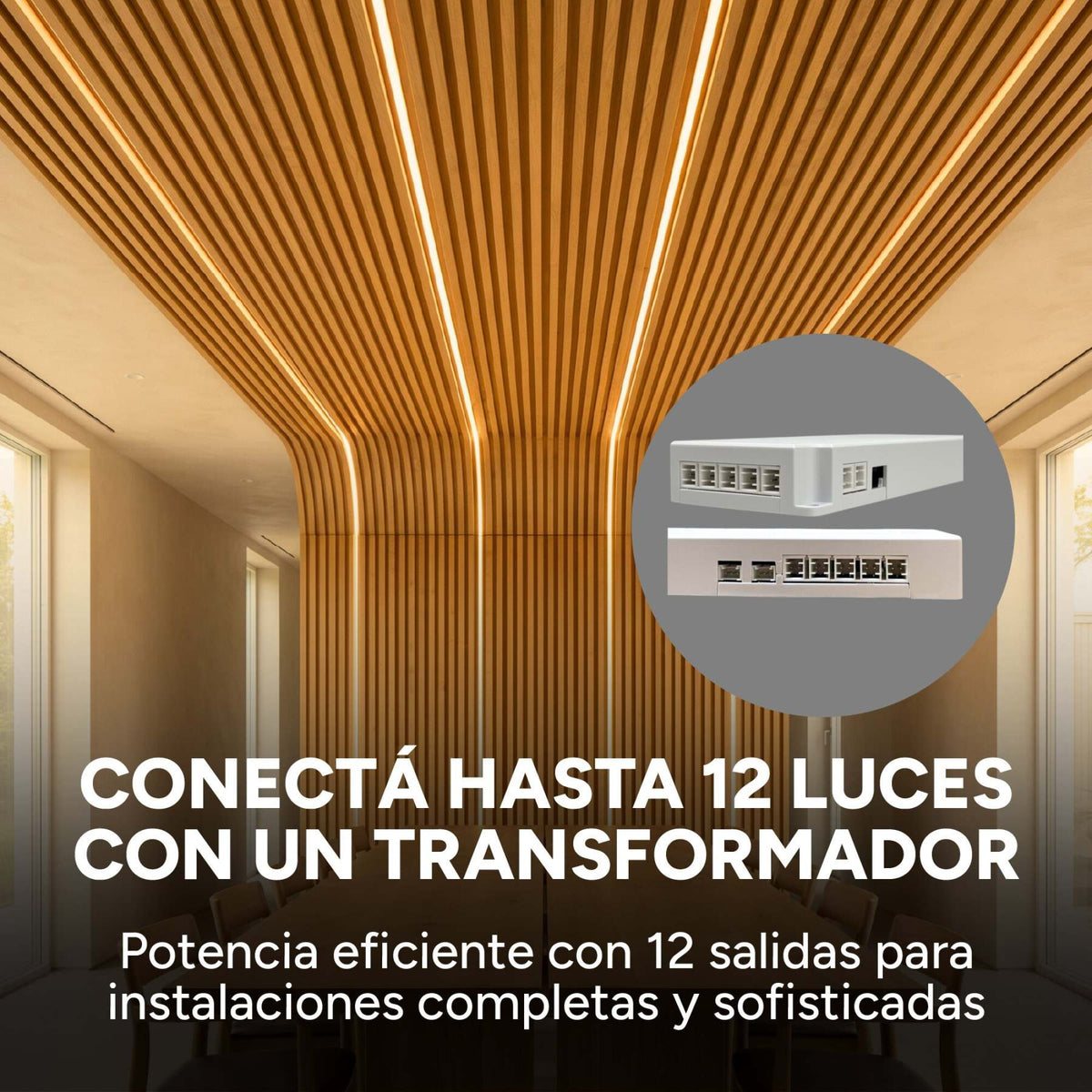 Luz Wpc Luz 1m Cálida 3000K +Transformador + Dimmer Pack X6