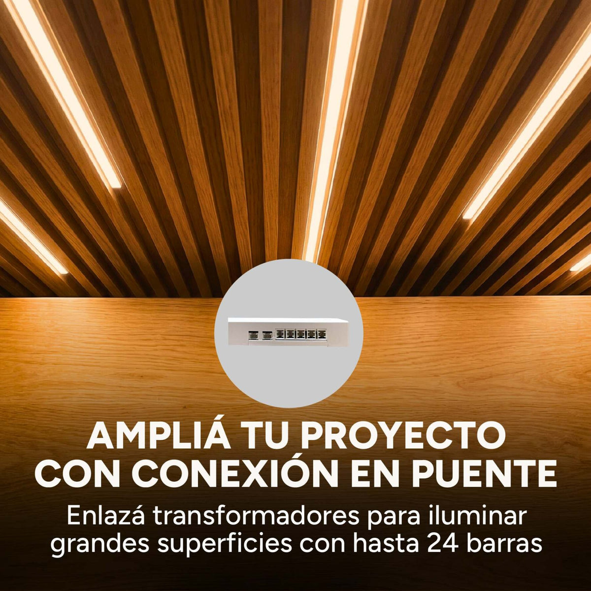 Luz Wpc Luz 1m Cálida 3000K +Transformador + Dimmer Pack X6