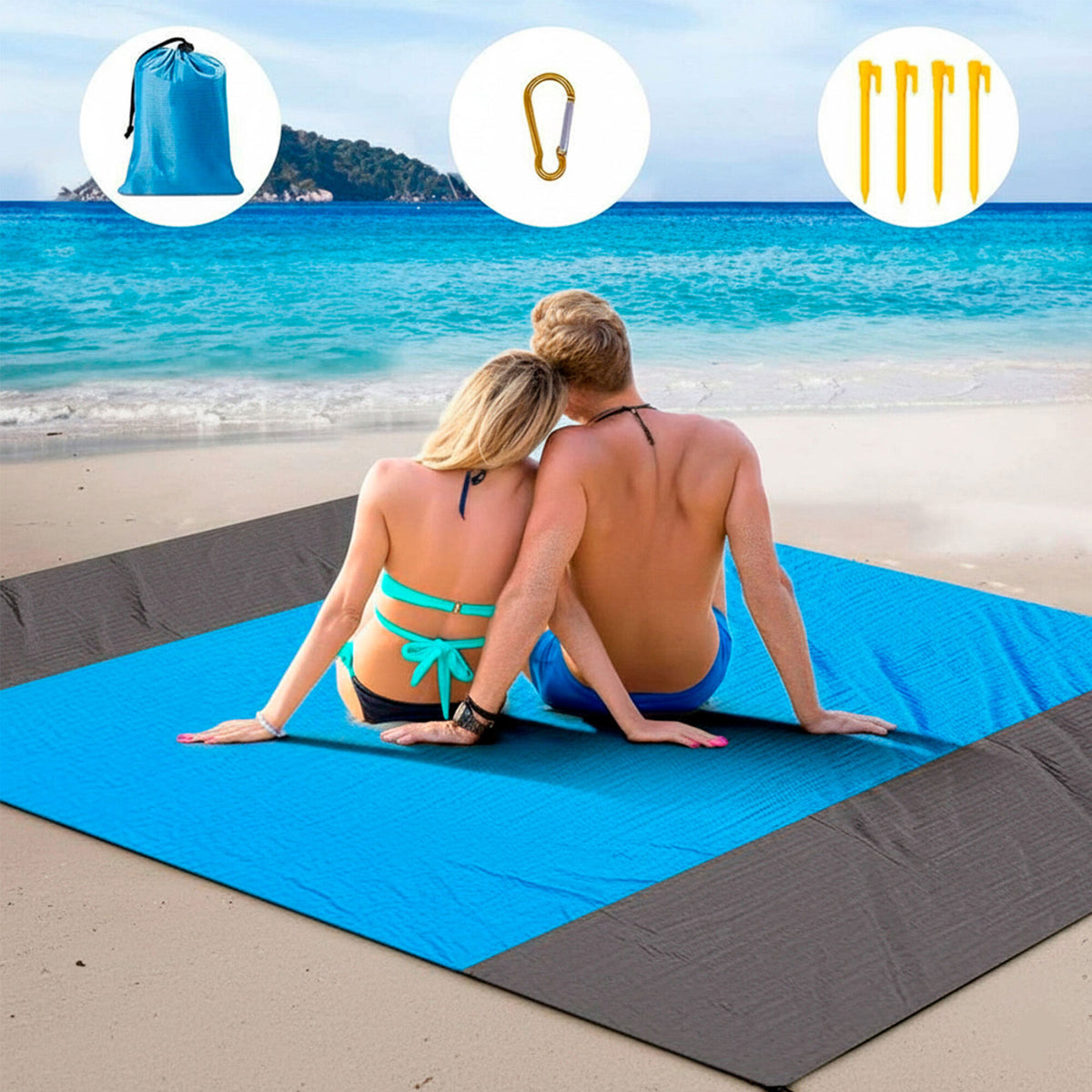 Manta Playa Picnic Camping Tela Oxford 210 X 200 Cm + Bolso