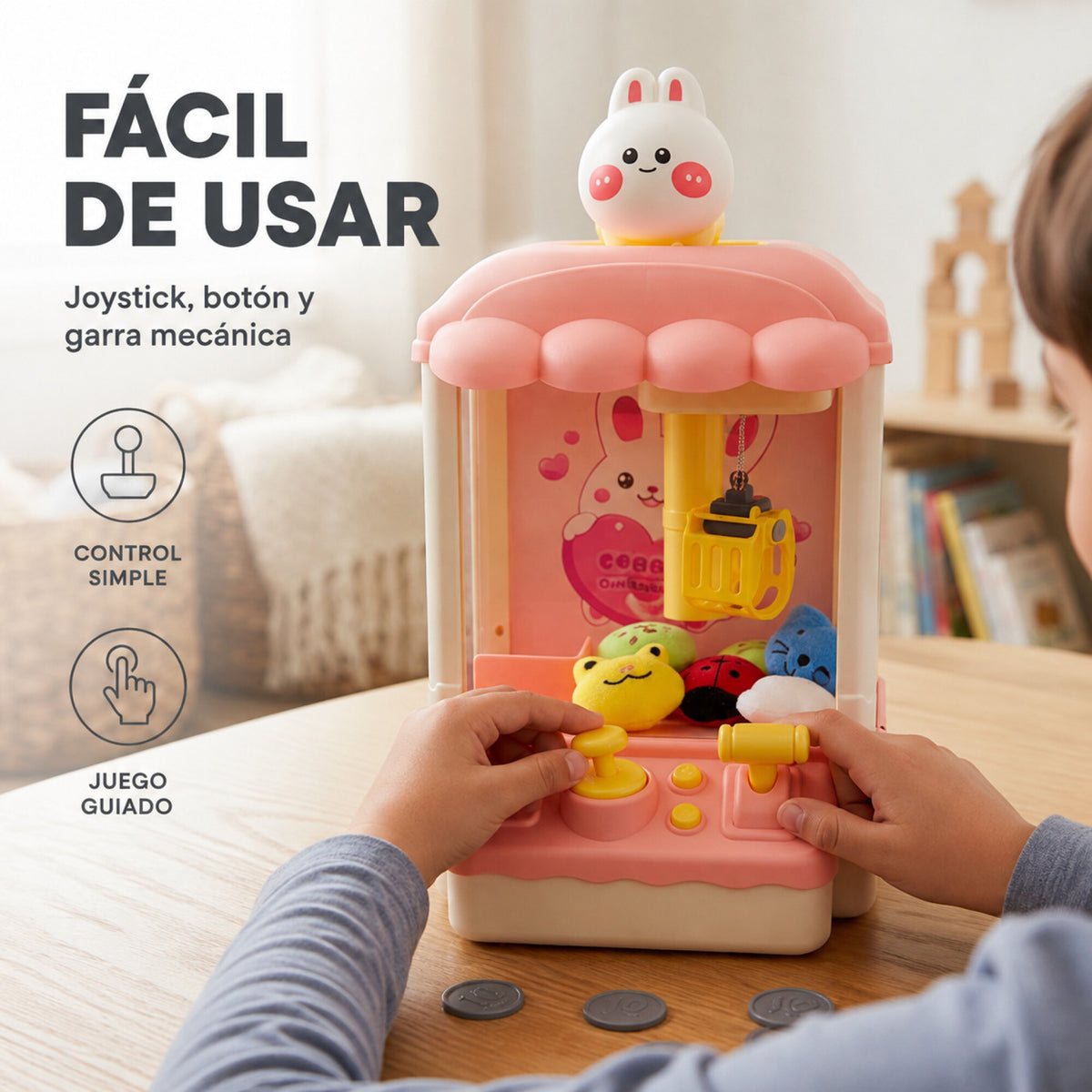 Máquina Infantil Grúa Agarra Juguetes Peluches Con Sonido