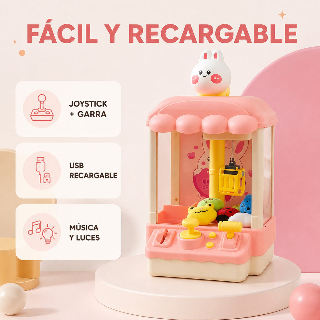 Máquina Infantil Grúa Agarra Juguetes Peluches Con Sonido