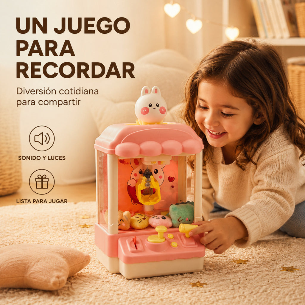 Máquina Infantil Grúa Agarra Juguetes Peluches Con Sonido