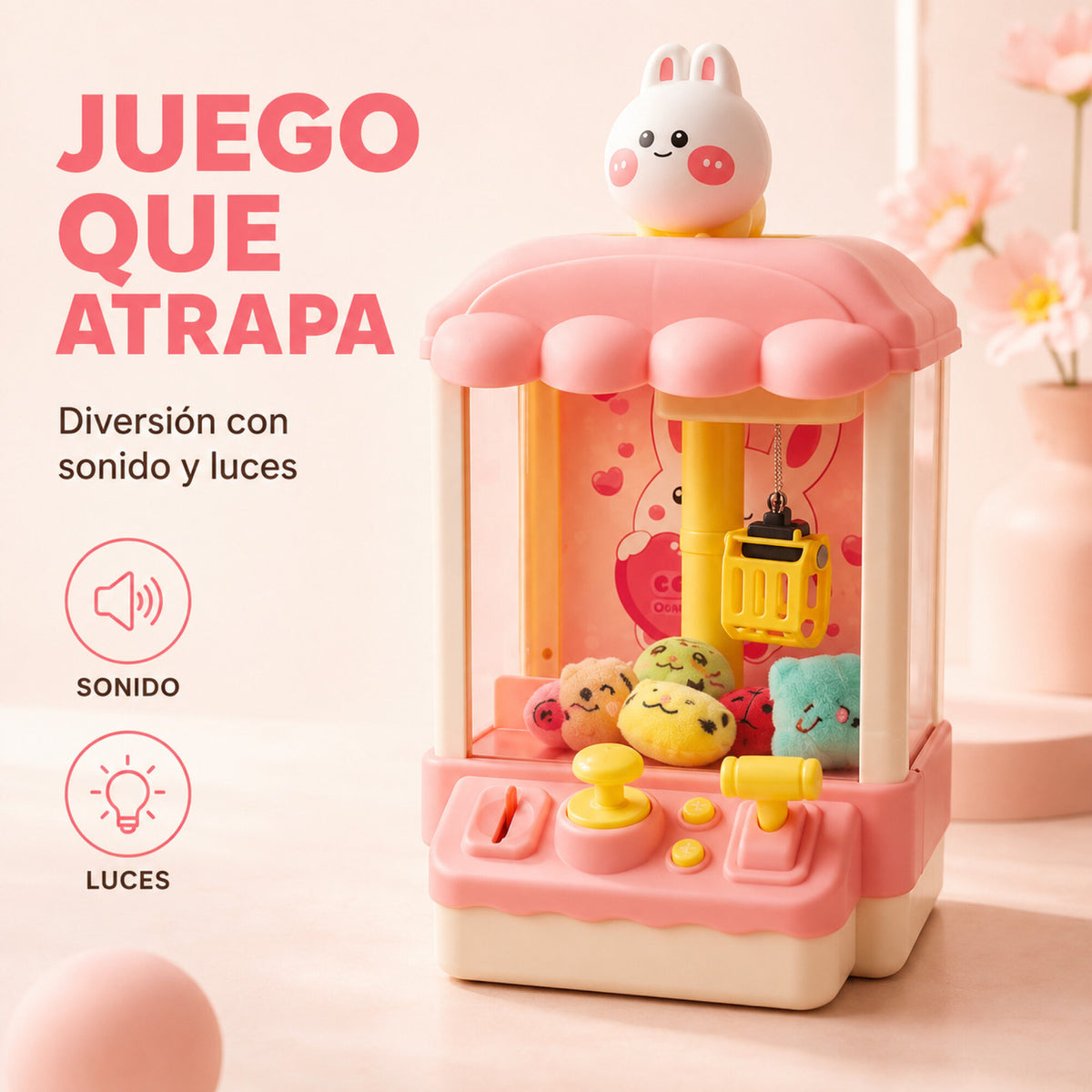Máquina Infantil Grúa Agarra Juguetes Peluches Con Sonido