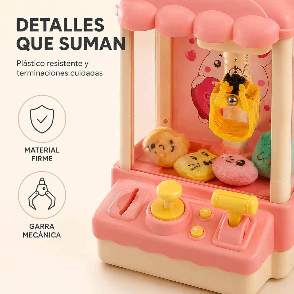 Máquina Infantil Grúa Agarra Juguetes Peluches Con Sonido