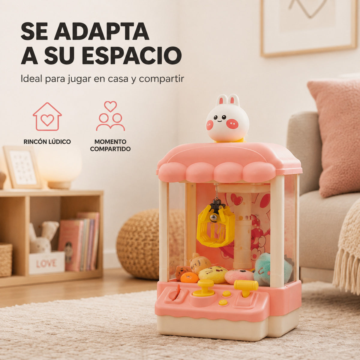 Máquina Infantil Grúa Agarra Juguetes Peluches Con Sonido