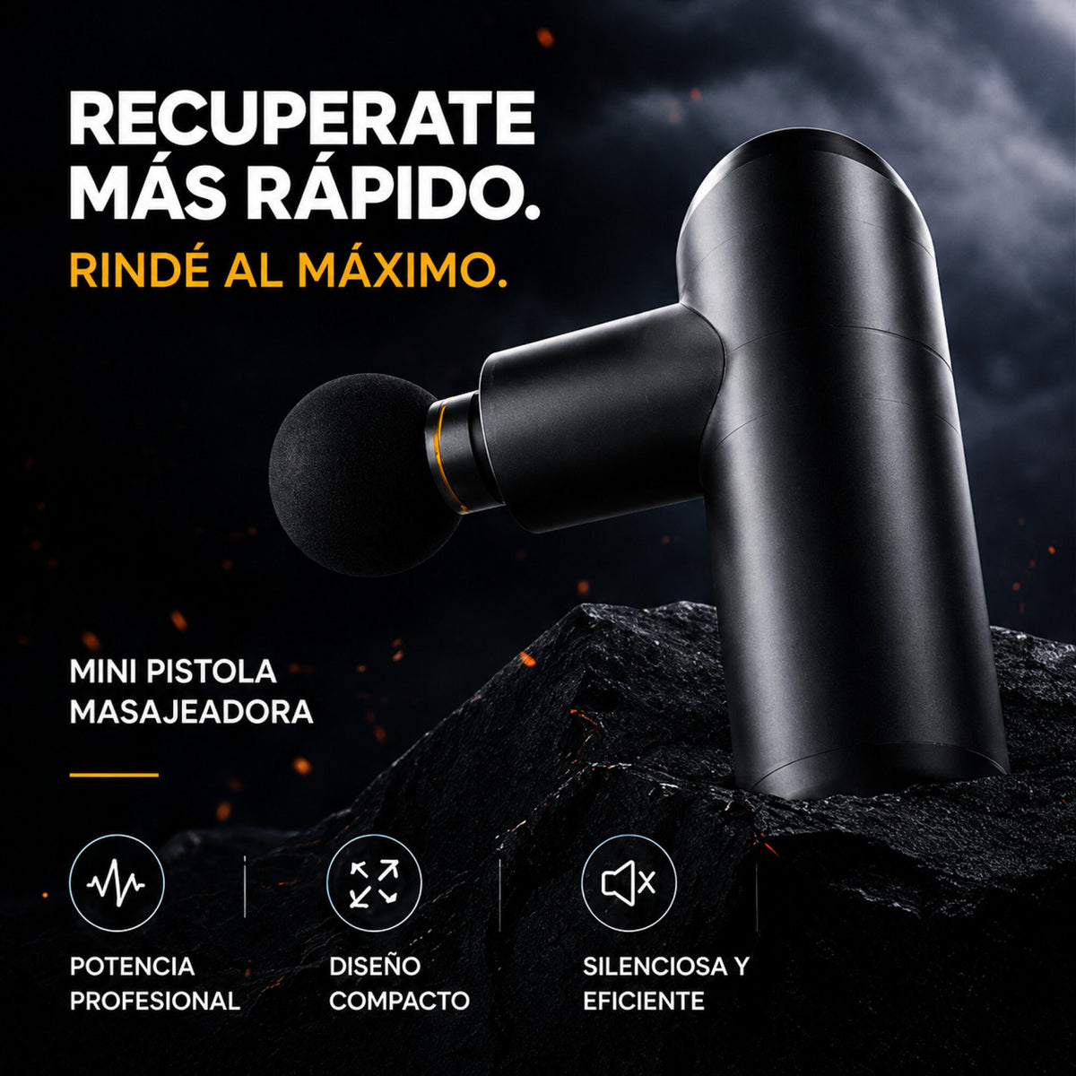 Masajeador Corporal Pistola Gun Portatil Pro 4 Cabezales Pro