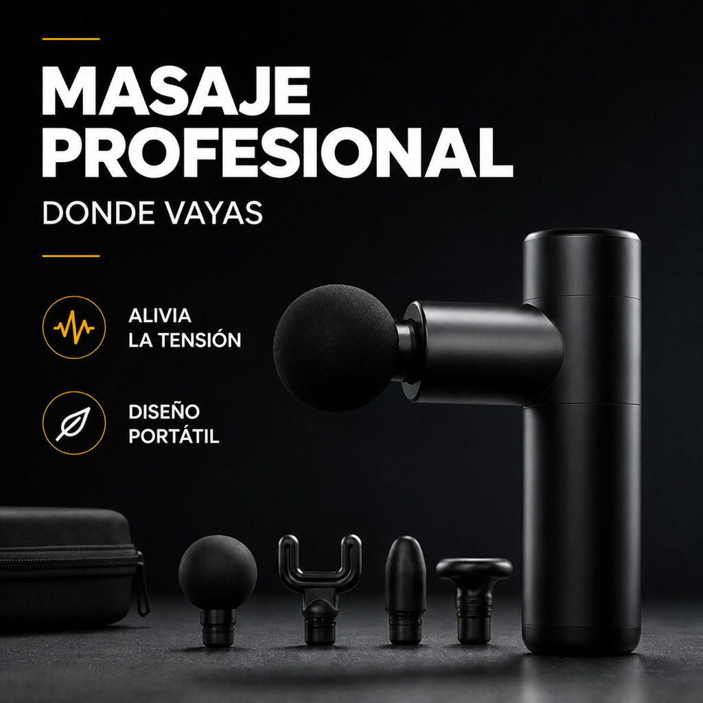 Masajeador Corporal Pistola Gun Portatil Pro 4 Cabezales Pro