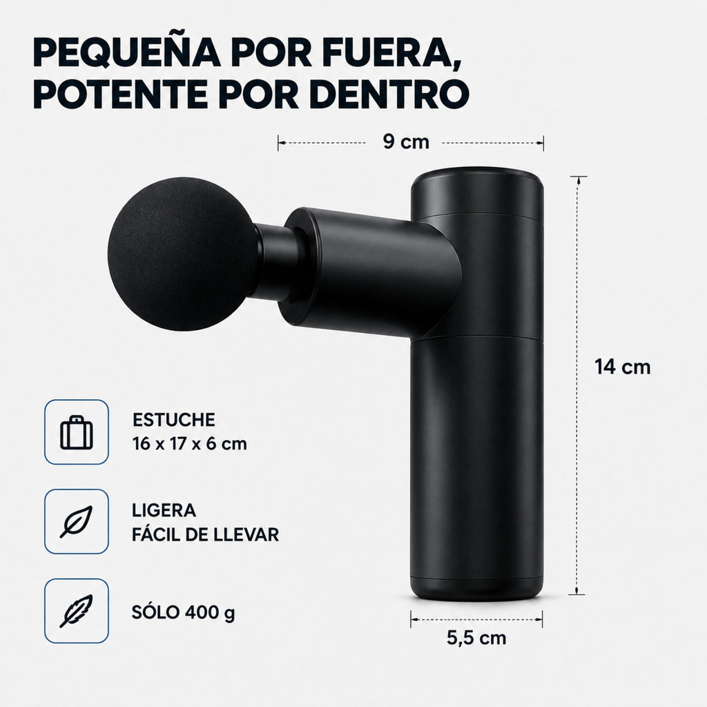 Masajeador Corporal Pistola Gun Portatil Pro 4 Cabezales Pro