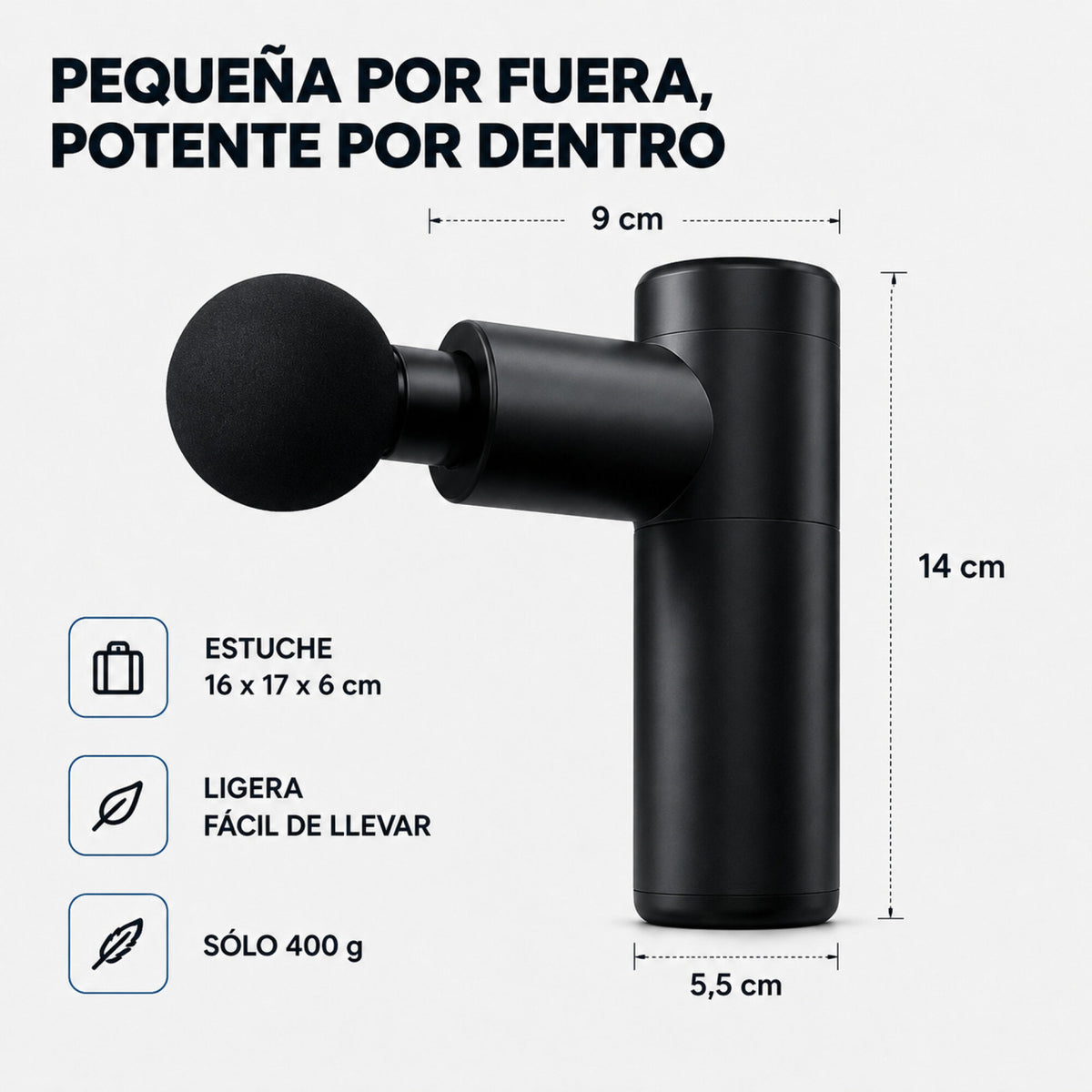 Masajeador Corporal Pistola Gun Portatil Pro 4 Cabezales Pro