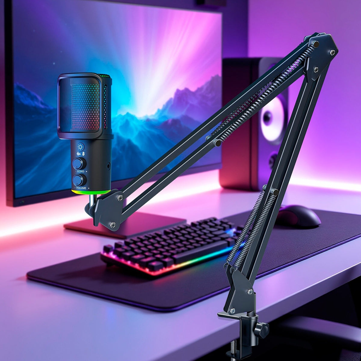 Micrófono RGB USB con Brazo Articulado