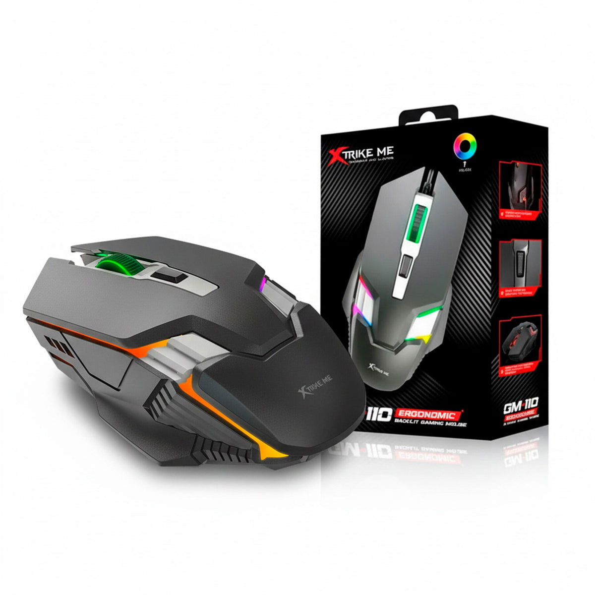 Mouse Gamer Cableado Xtrike Me Gm-110 Rgb 3600dpi 1.5m Luces