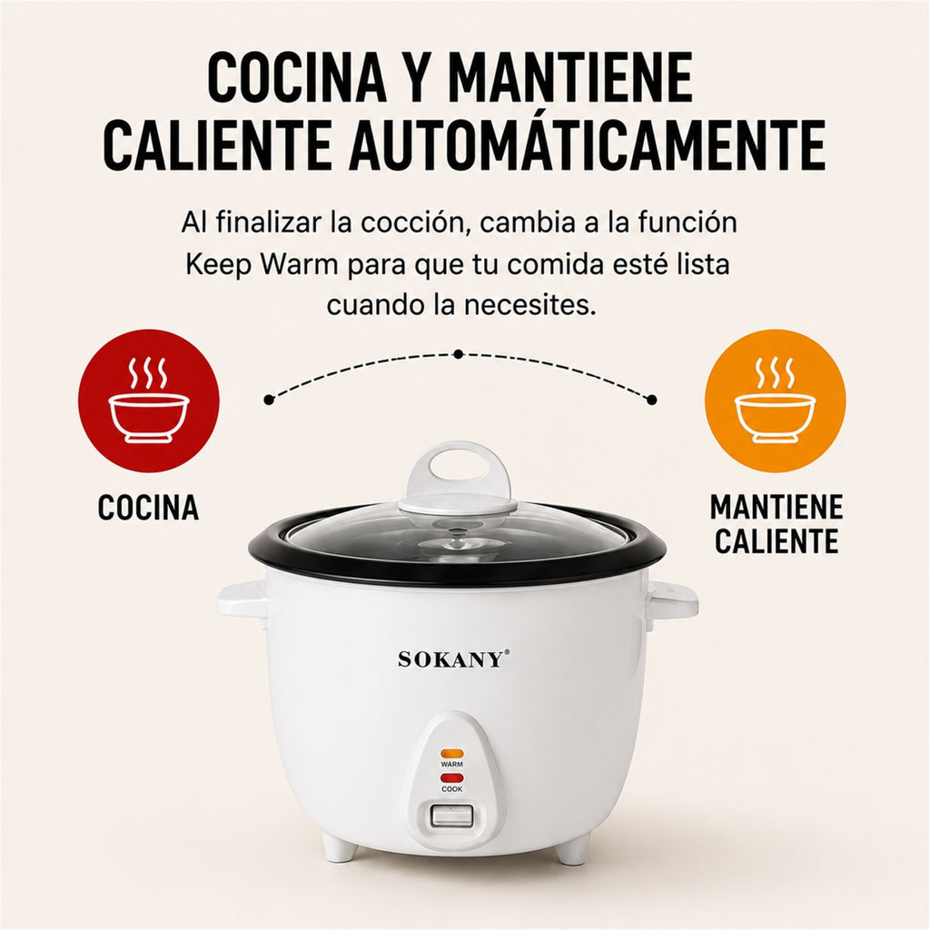 Olla Arrocera Eléctrica Sokany 1.8 L 700W con Keep Warm