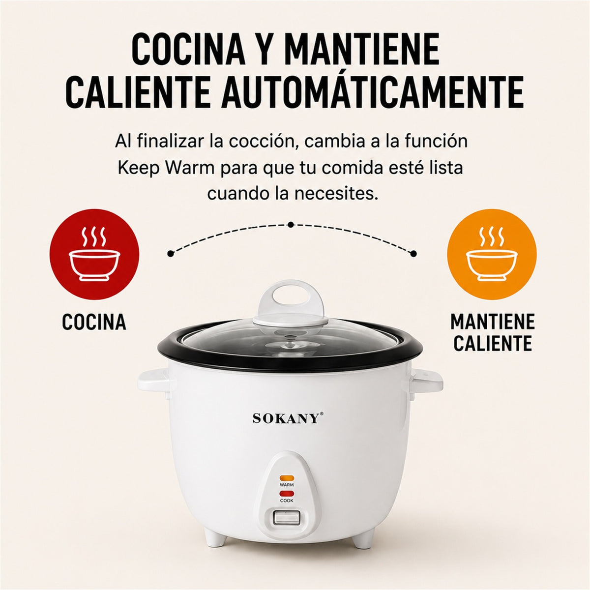 Olla Arrocera Eléctrica Sokany 1.8 L 700W con Keep Warm