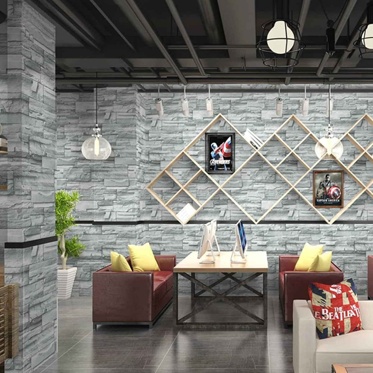 Papel Adhesivo Empapelar Piedra Cocina Pared 122x3mts